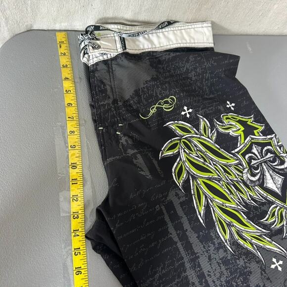 Affliction Mens Y2K Board Shorts Size 36 Grunge Goth Skater Punk Swim Trunks - Picture 12 of 13